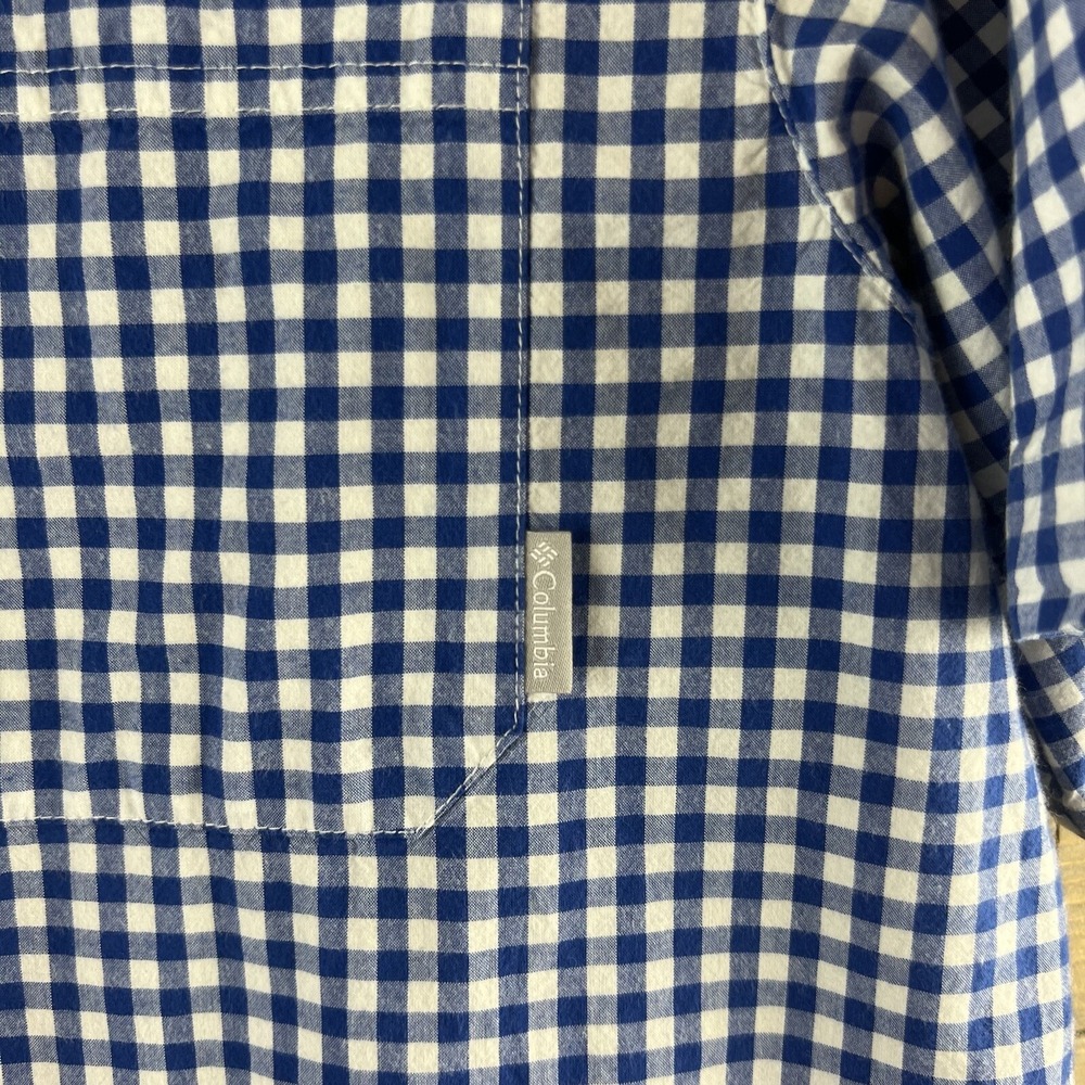 Columbia Mens Shirt Short Sleeve‎ Button Up Regular Fit Gingham Plaid Blue Large - Picture 5 of 8